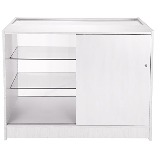 MonsterShop – Taurus Set 3 Mostradores Mesas de Recepción mueble Oficina Mostradores Peluqueria Comercial Expositor| Blanco Brillante 120cm (anchura) x 60cm (profundidad) x 90cm (altura)