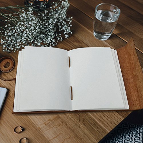 Moonster Cuaderno de Cuero Árbol de la Vida – Diario de Escritura Hecho a Mano – Bloc de Notas para Hombre y Mujer - Papel Blanco Liso 18x13 cm - Diario de Cuero