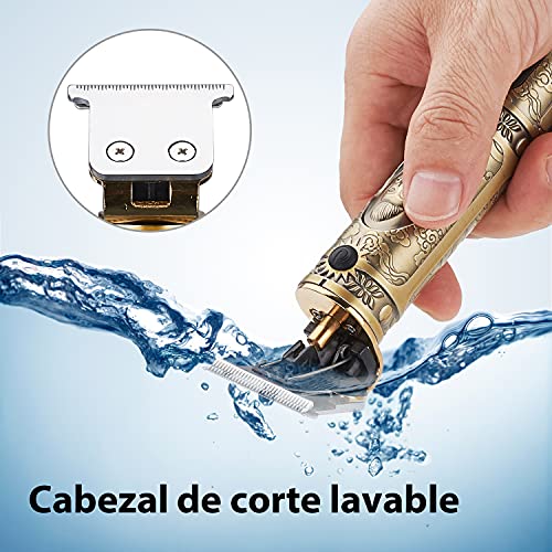 MOULEI Máquina de Cortar Pelo Profesional,Cortapelos inalámbrico Hombre Cortador de Pelo Recargable con Hoja T,Recortadora de Barba de Espacio Cero con 3 Peines-guía para Uso de Hogar y Peluquería