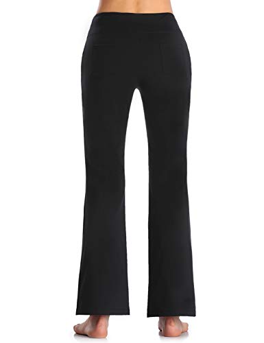 MOVE BEYOND Pantalones de Yoga Bootcut para Mujer con 4 Bolsillos Pantalón Corte de Bota de Cintura Alta para Vestir Pilates Fitness Entrenamiento, Largos, Negro, S