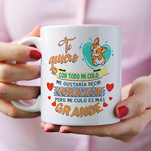 MUGFFINS Taza graciosa"Te quiero con todo mi culo" - Regalos Divertidos con Frases para Desayuno