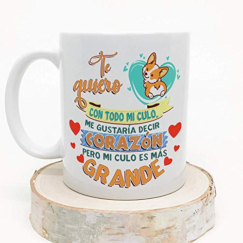 MUGFFINS Taza graciosa"Te quiero con todo mi culo" - Regalos Divertidos con Frases para Desayuno