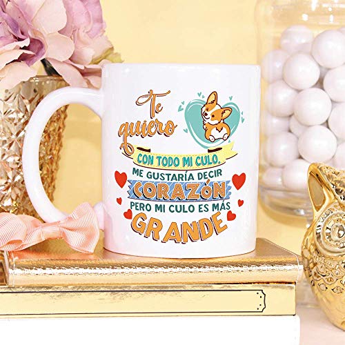 MUGFFINS Taza graciosa"Te quiero con todo mi culo" - Regalos Divertidos con Frases para Desayuno