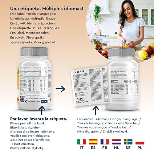 Multivitaminas y Minerales en gominolas de frutas - Todas las vitaminas A, B2, B6, B12, C, D3, E, K2, Biotina, Ácido fólico, Zinc y más - Multivitamínico para hombres, mujeres y niños