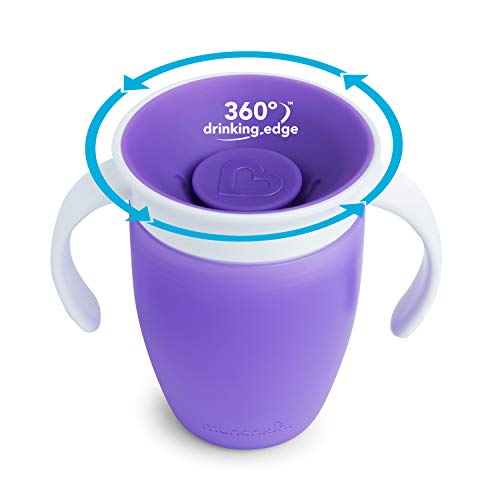 Munchkin Miracle 360° Vaso de Entrenamiento con Asas, Morado (Purple), 207 ml