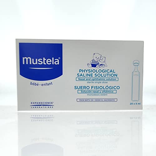 MUSTELA Suero fisiológico (Producto Sanitario) Caja monodosis, Negro, 20 x 5ml