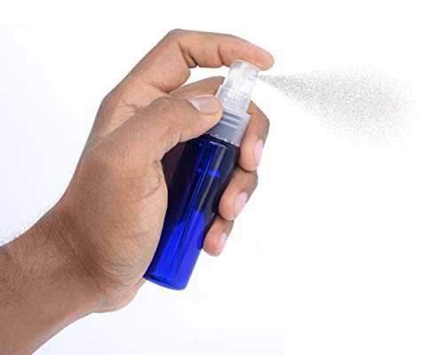 MyGadget Juego de 4 Botellas de Spray Vacías (30 ml) - Recipientes de Plástico Rellenables para Desmaquillante Aceites Esenciales Perfume Agua - Azul Oscuro