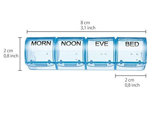 MyGadget Pastillero Semanal [4 tomas - 7 días] - Caja organizador de Pastillas - Pill Box de viaje, 28 Compartimientos y Dosificador diario de Colores