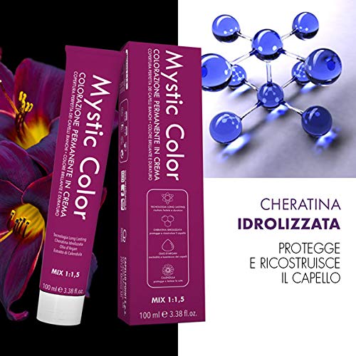 Mystic Color - Coloración Permanente en Crema con Aceite de Argán y Caléndula - Tinte de Larga Duración, Tinte Pelo Mujer - Color Rubio Oscuro Intenso 6.66-100ml