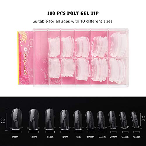 Nail kit, 3PCS Nails Extension Builder Gel Glue + 100PCS Acrylic Nail Tips + 3PCS Nail Files + 2PCS Sponge Finger Separator, Apto para principiantes