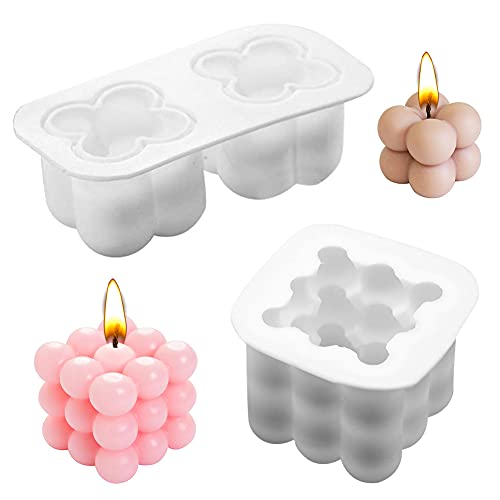 NALCY 3D Cube Vela Moldes, 2 Piezas Molde de Vela de Silicona, DIY 3D Cubo de Silicona Molde, para Artesanía Adornos Pastel, jabón, Velas, Chocolate, Molde para Hornear, Velas Perfumadas