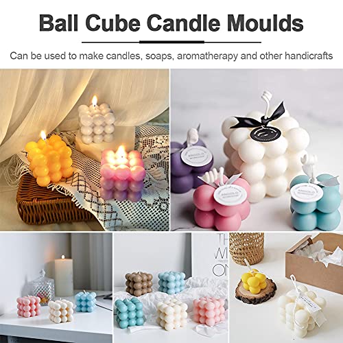 NALCY 3D Cube Vela Moldes, 2 Piezas Molde de Vela de Silicona, DIY 3D Cubo de Silicona Molde, para Artesanía Adornos Pastel, jabón, Velas, Chocolate, Molde para Hornear, Velas Perfumadas