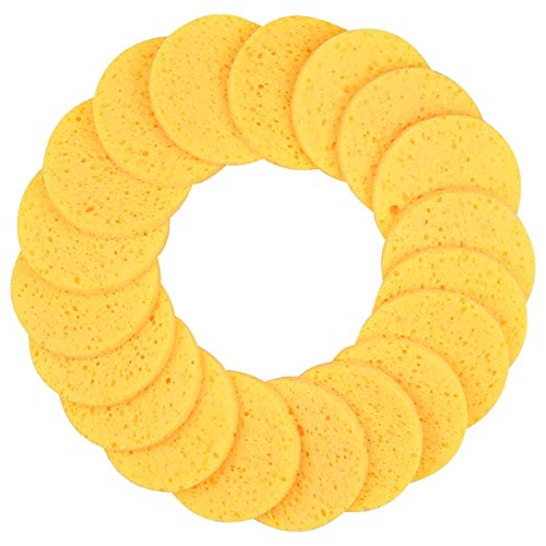 NATUCE 50 Piezas Esponjas Desmaquillantes Faciales, Esponjas Desmaquillantes Reutilizables, 8 * 8CM (Redondo, Amarillo) (50Pcs)