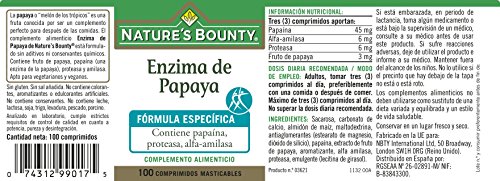 Nature's Bounty Enzima de Papaya - 100 Comprimidos