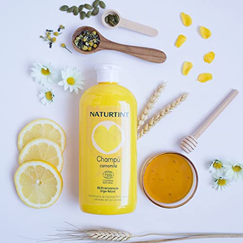 Naturtint Champú Camomila Natural. Intensos Reflejos Dorados. Ecocert. 98,9% Ingredientes Naturales | Camomila Miel y Limón | 330ml