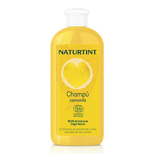 Naturtint Champú Camomila Natural. Intensos Reflejos Dorados. Ecocert. 98,9% Ingredientes Naturales | Camomila Miel y Limón | 330ml