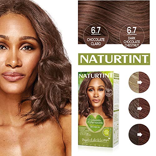 Naturtint Coloración 6.7 Chocolate Claro. Tinte sin Amoniaco. 100% Cobertura de canas e Hidratación. Ingredientes y Aceites Vegetales. Color Natural y Duradero. Pack de 3