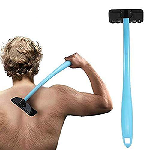 Navaja de Afeitar de Barbero Back Shaver Depilación para Hombres y Afeitadora Corporal no se Requiere Crema Preparación Afeitado en Húmedo o en Seco sin Dolor,Kit de Afeitado 2 Piezas