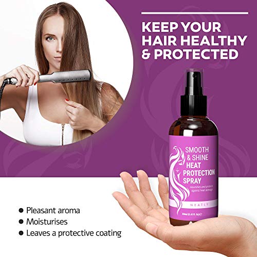 NEATLY Spray Protector Termico Cabello - Protector Calor Cabello con Aloe Vera - Protector de Calor para el Pelo - Protector Termico Cabello para Plancha y Secador - Protector de Calor Pelo Sol, 250ml