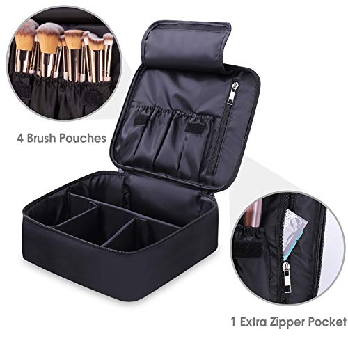 Neceser de viaje para maquillaje, organizador grande para mujeres y niñas (Negro)