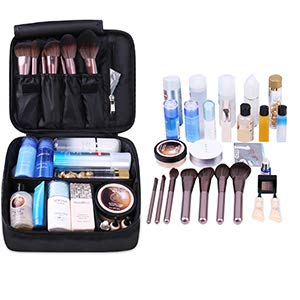 Neceser de viaje para maquillaje, organizador grande para mujeres y niñas (Negro)