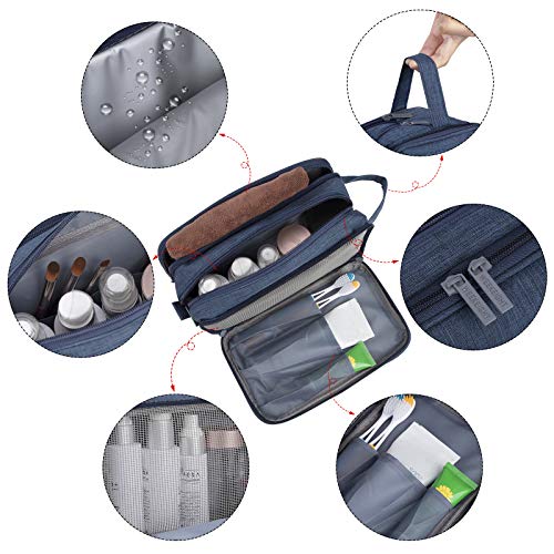 Neceser Hombre Kulturbeutel, Kit de Afeitado Dopp Impermeable Bolsa de Aseo Viaje, Grande Organizador de Maquillaje Lona Bolsa de Cosméticos Estuche Bolsillos con Múltiples Bolsillos