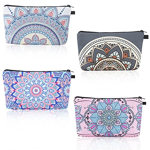 Neceser Maquillaje Pequeño, Comius Sharp 4 Piezas Cosméticos Bolsa de Aseo Pequeña Práctico Estampado Impresión Diseño Mandala Portátil Impermeable Billetera Bolsa Neceser Viaje Organizadores