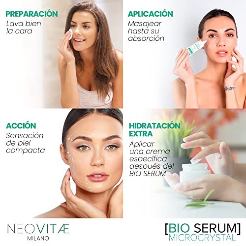 Neovitae - Suero Facial Bio 100% Puro Ácido Hialurónico con Vitamina C - Orgánico, Alta Concentración - Suero antiarrugas de efecto inmediato para Rostro, Cuello y Contorno de Ojos - 30ml