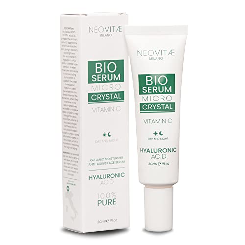 Neovitae - Suero Facial Bio 100% Puro Ácido Hialurónico con Vitamina C - Orgánico, Alta Concentración - Suero antiarrugas de efecto inmediato para Rostro, Cuello y Contorno de Ojos - 30ml