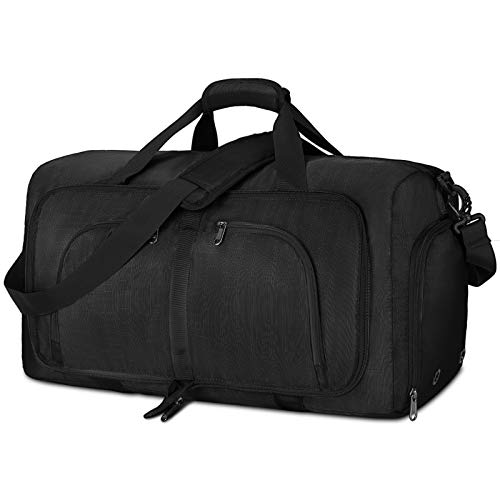 NEWHEY Bolsa de Viaje Plegable 40L 65L 80L 100L Grande Bolsa de Deporte Impermeable Ligera Bolsa de Fin de Semana con Compartimento Zapatos para Hombre