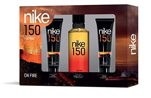 NIKE - 150 On Fire, Estuche Regalo de Hombre, Pack de 3 Piezas (Perfume 150 ml + After Shave Bálsamo Hombre 75 ml + Gel Baño 75 ml)