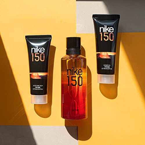 NIKE - 150 On Fire, Estuche Regalo de Hombre, Pack de 3 Piezas (Perfume 150 ml + After Shave Bálsamo Hombre 75 ml + Gel Baño 75 ml)