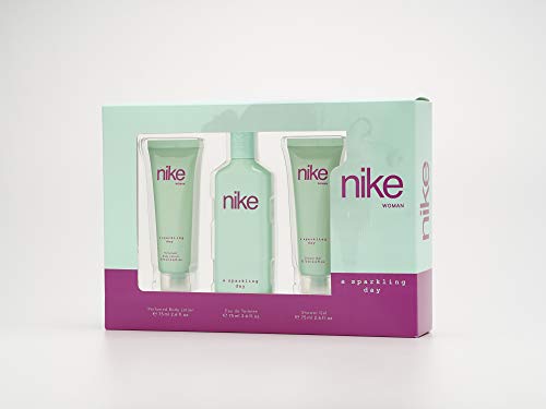 NIKE - A Sparkling Day, Estuche Regalo de Mujer, Pack de 3 Piezas (Perfume 75 ml + Gel de Baño 75 ml + Crema de Cuerpo 75 ml)