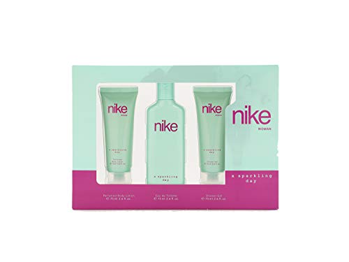 NIKE - A Sparkling Day, Estuche Regalo de Mujer, Pack de 3 Piezas (Perfume 75 ml + Gel de Baño 75 ml + Crema de Cuerpo 75 ml)