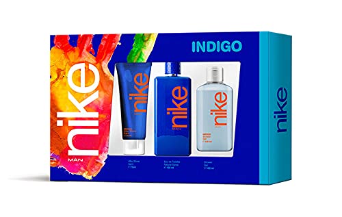 NIKE - Indigo, Estuche Regalo de Hombre, Pack de 3 Piezas (Perfume 100 ml + After Shave Bálsamo Hombre 75 ml + Gel Baño 100 ml)