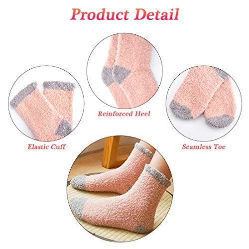 Ninonly 5 Pares Calcetines Termicos de Mujer Calcetines para Casa Esponjosos Calcetines Acogedor Calentar Super Suaves Cómodos Felpa Calcetines Estar por Casa