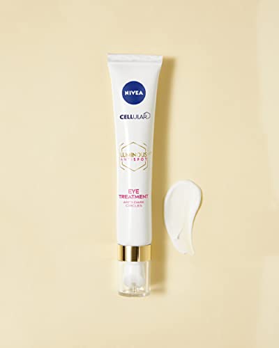 NIVEA Contorno de Ojos Antiojeras Cellular Luminous630 (1 x 15 ml), crema antiedad con ácido hialurónico, crema antiarrugas para deshinchar la mirada cansada