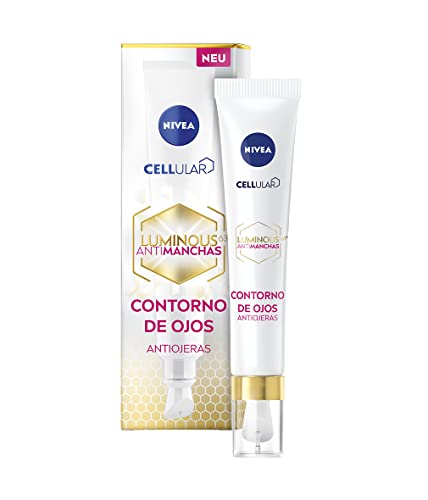 NIVEA Contorno de Ojos Antiojeras Cellular Luminous630 (1 x 15 ml), crema antiedad con ácido hialurónico, crema antiarrugas para deshinchar la mirada cansada