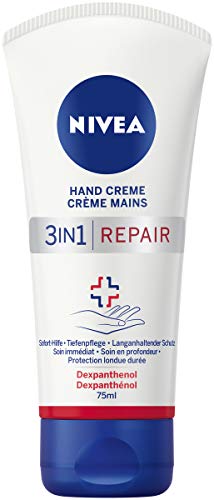 NIVEA - Crema de manos reparadora 3 en 1 (75 ml), crema de piel rica, con dexpantenol, para cuidados intensivos, para manos muy secas y agrietadas