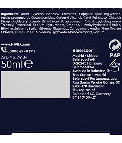 NIVEA Crema de Noche Reparadora Cellular Luminous630 (1 x 50 ml), crema regeneradora con ácido hialurónico, crema antimanchas facial para rostro, cuello y escote