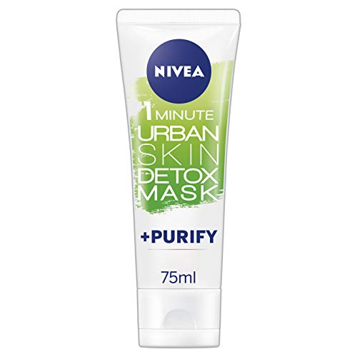 NIVEA Daily Essentials - Máscara de desintoxicación urbana de 1 minuto + Purify (75 ml), máscara facial purificadora de arcilla blanca con extracto de magnolia, máscara facial exfoliante