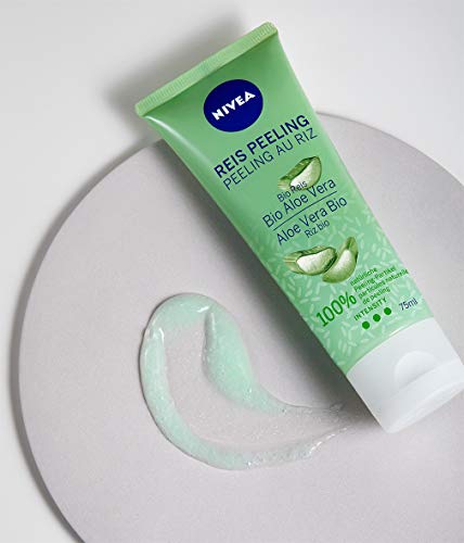 NIVEA Exfoliante de arroz orgánico de aloe vera, limpieza facial natural con alta intensidad exfoliante, exfoliante facial sin microplásticos