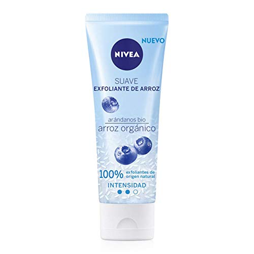 NIVEA Exfoliante de Arroz Suave, exfoliante facial para una piel purificada, gel exfoliante con arroz y arándanos orgánicos para una limpieza facial suave - 1 x 75 ml