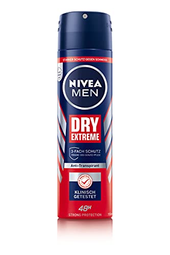 NIVEA MEN Dry Extreme - Desodorante en spray (150 ml), antitranspirante que protege contra todo tipo de sudoración, desodorante potente con complejo de zinc altamente eficaz.