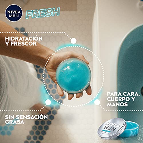 NIVEA MEN Fresh (1 x 75 ml), gel hidratante facial y corporal con menta acuática 100% natural, gel refrescante, ligero y no graso de rápida absorción