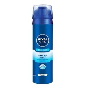 NIVEA MEN Fresh Kick Gel de afeitar (200 ml), gel de afeitado refrescante, gel de afeitado para hombres con infusión de menta y agua de cactus, gel de afeitado para hombre