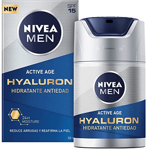 NIVEA MEN Hyaluron Crema Hidratante Antiedad FP15 + Contorno de Ojos Antiedad con Ácido Hialurónico