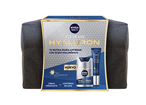 NIVEA MEN Hyaluron Pack Cuidado Facial Antiedad Hombre, pack de hombre con crema antiedad (1 x 50 ml) y contorno de ojos (1 x 15 ml)