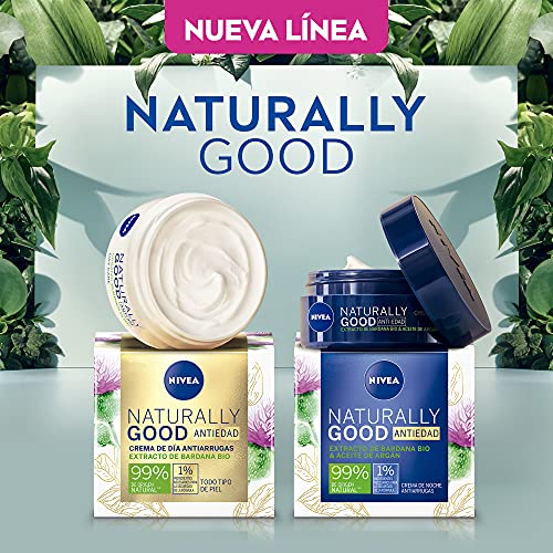 NIVEA Naturally Good Crema De Día Antiarrugas ( X 50 Ml), Crema Reafirmante Con Ingredientes Naturales, Crema Antiedad Para Todo Tipo De Piel, Estándar, Vanilla