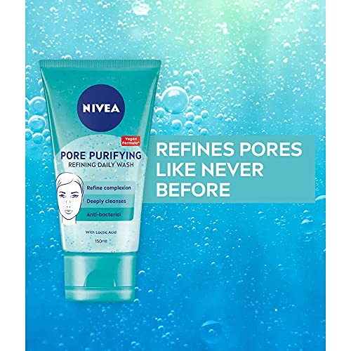 NIVEA PURIFY PORES Exfoliante de lavado diario (150 ml), exfoliante facial purificante, exfoliante facial evita puntos negros, exfoliante con extracto de magnolia natural y ácido láctico